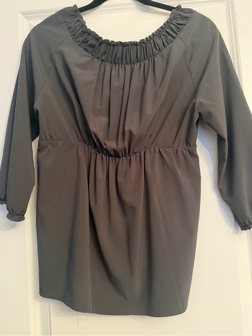 Zara Women's Smocked-Neck Blouse - Gray Size Medium - Picture 5 of 5
